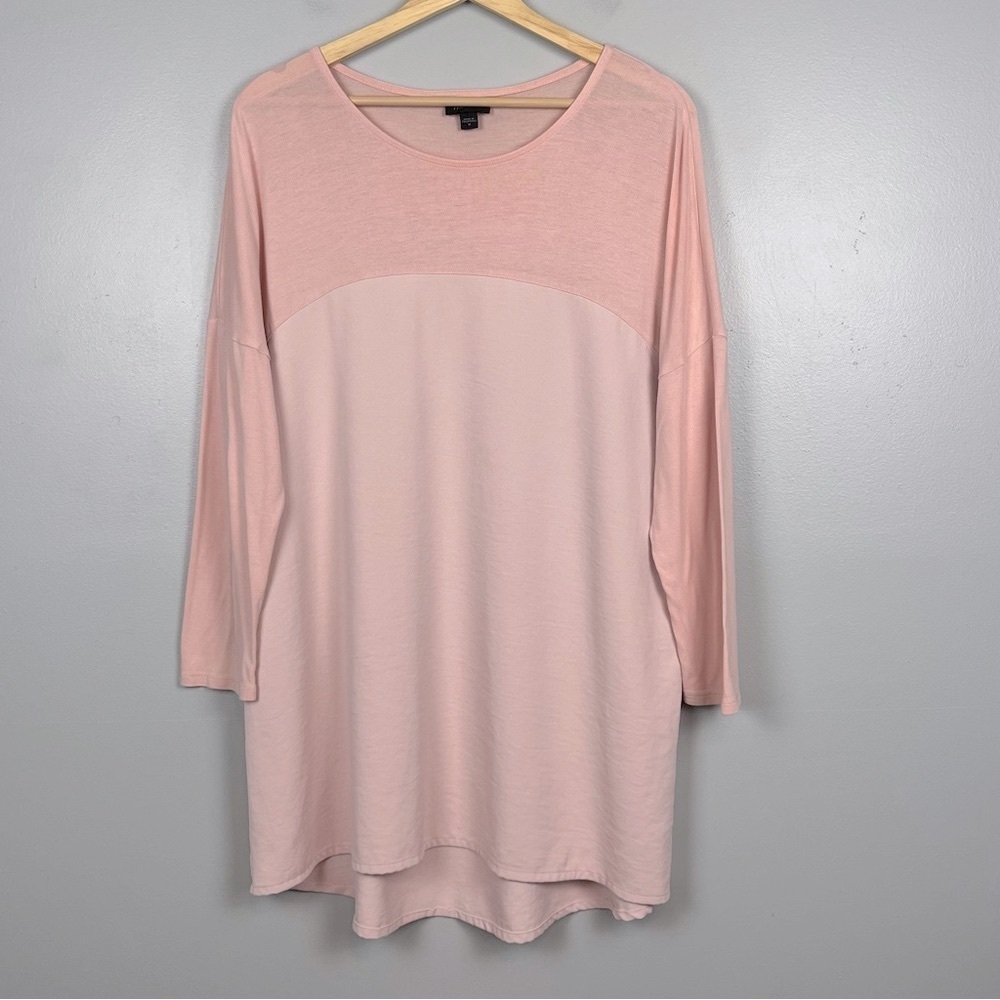 J.Jill Wearever Collection pink mixed material drop sleeve tunic top, medium.